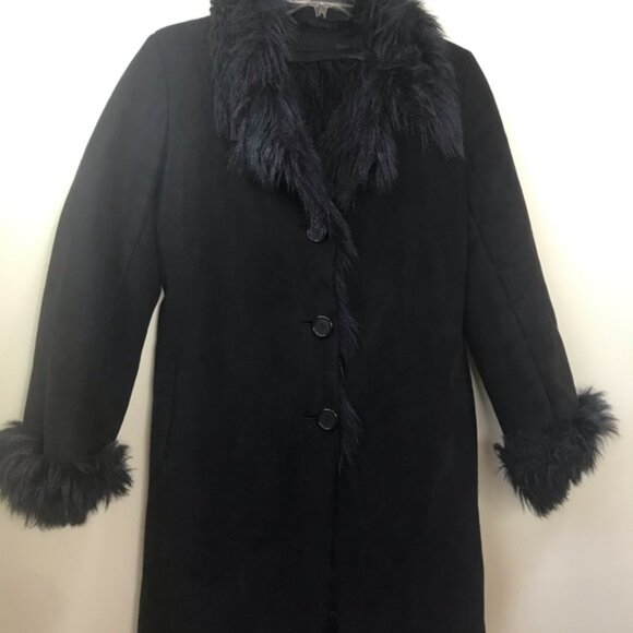 Roxy Vintage Y2K Faux Fur Shearling Coat Jacket Pockets Collar Lined Cozy Warm L - Picture 4 of 16